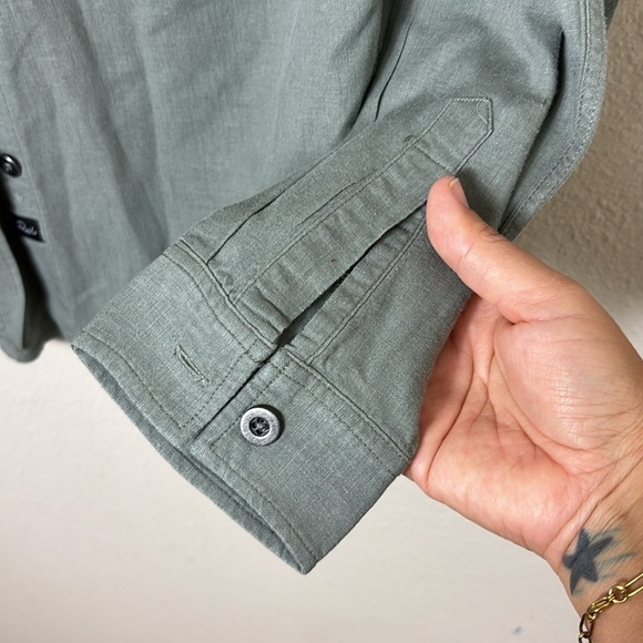 Rails Kona Button Down Shirt Linen Blend Embroidered Olive Green Shirt Sz XS - Picture 10 of 14
